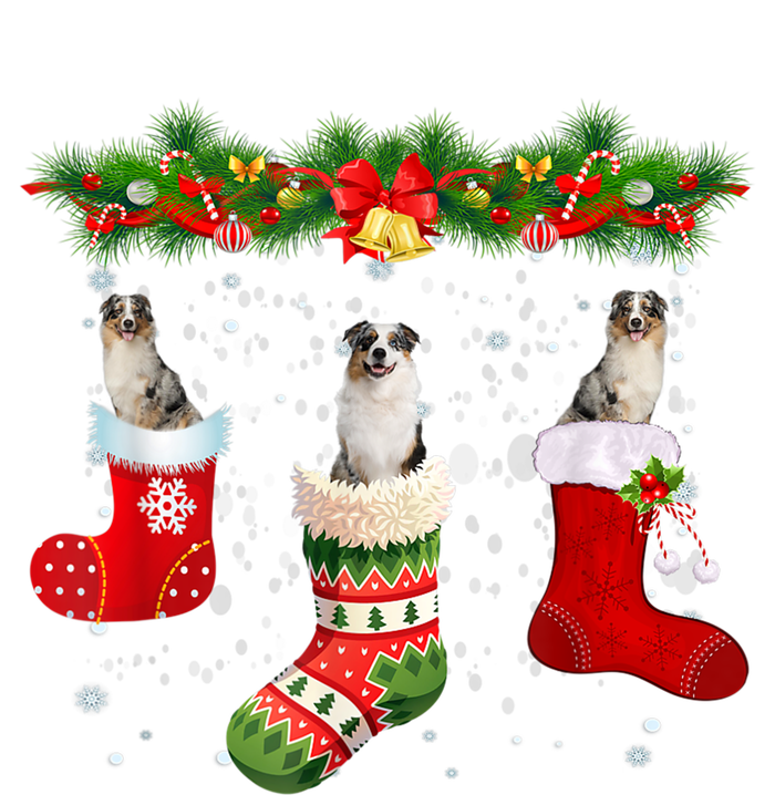 Three Aussie Dog In Sock Christmas Santa Hat Xmas Women's Racerback Tank