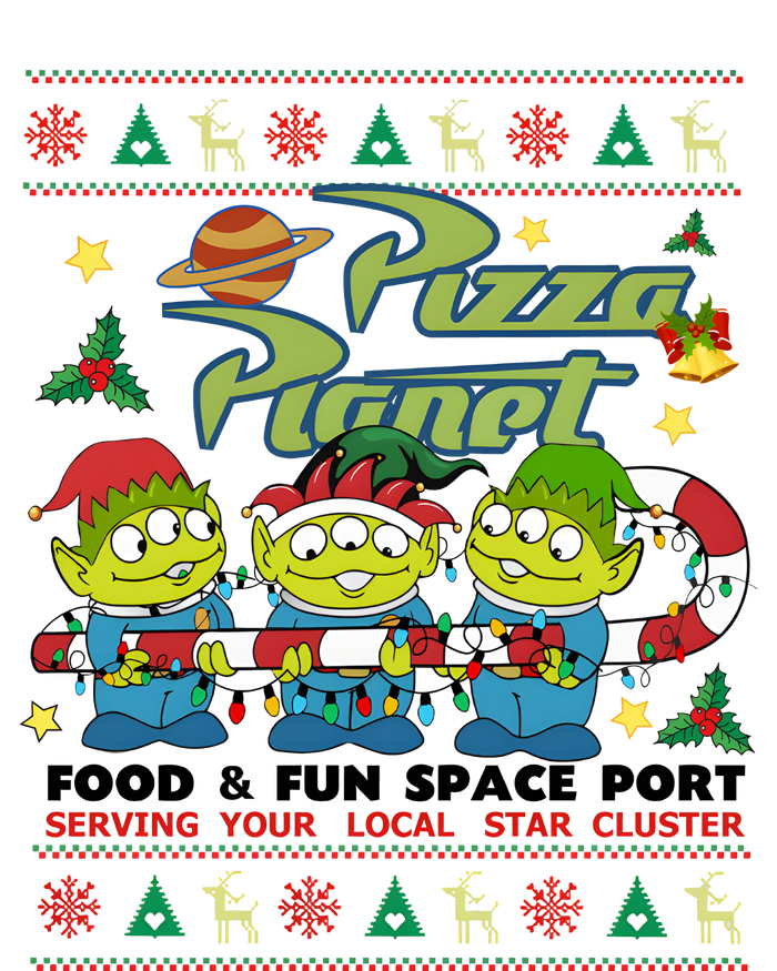 Pizza Planet Food & Fun Space Port Funny Christmas Ulgy T-Shirt