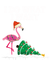 Cute Flamingo Knocking Over Christmas Tree I Do What I Want Gift Short Acrylic Beanie