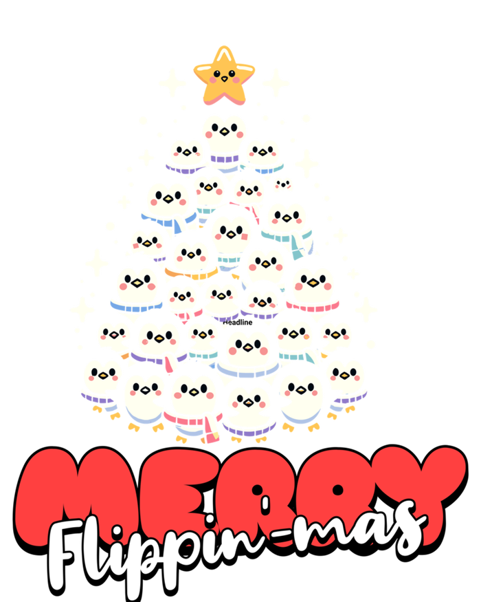 Merry FlippinMas Funny Penguins Christmas Tree Great Gift V-Neck T-Shirt