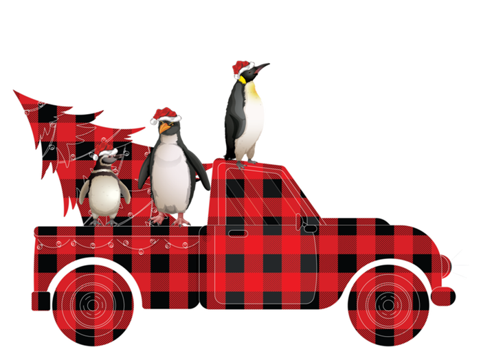 Penguin Riding Red Pajama Tree Truck Funny Penguin Christmas Cute Gift T-Shirt