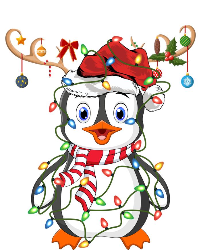 Penguin Xmas Lights Reindeer Santa Hat Penguin Christmas Gift Tie-Dye Long Sleeve Shirt