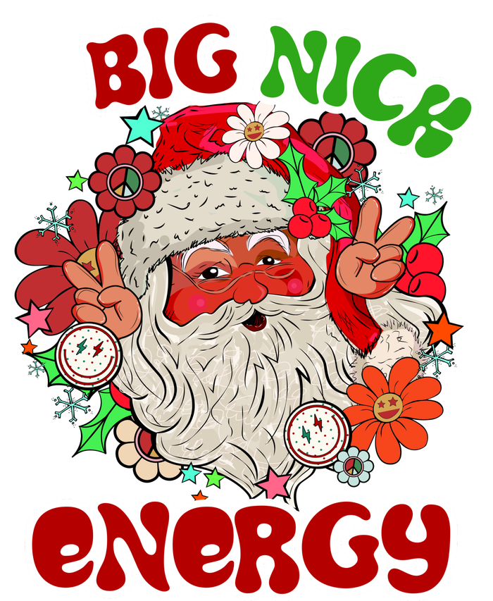 Big Nick Energy Hippie Santa Claus Christmas Peace Full Zip Hoodie