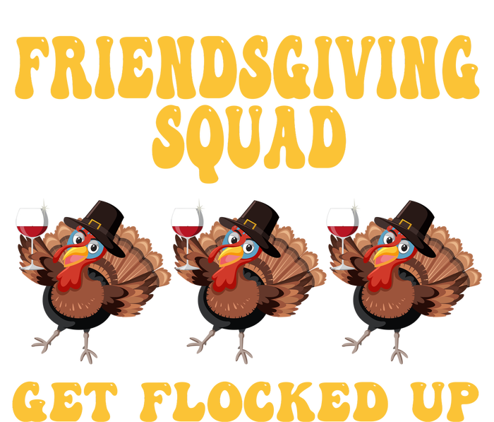 Friendsgiving Squad Get Flocked Up Funny Thanksgiving Striped Beanie with Solid Band