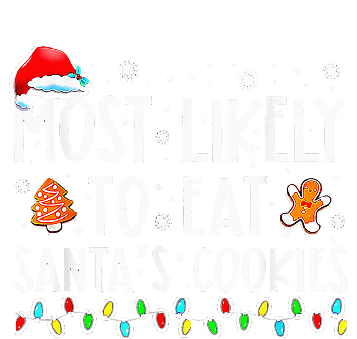 Most Likely To Eat Santas Cookies Family Christmas Holiday Women's Long Sleeve Flannel Pajama Set 