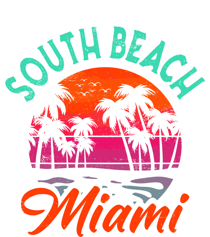 South Beach Miami Florida Sunset Vacation Distressed Retro Mousepad