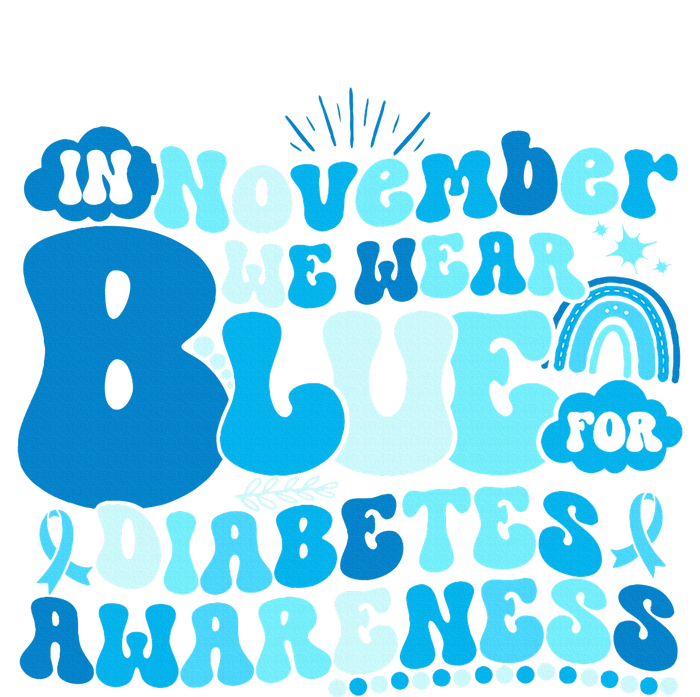 In November We Wear Blue Groovy Diabetic Diabetes Awareness T-Shirt