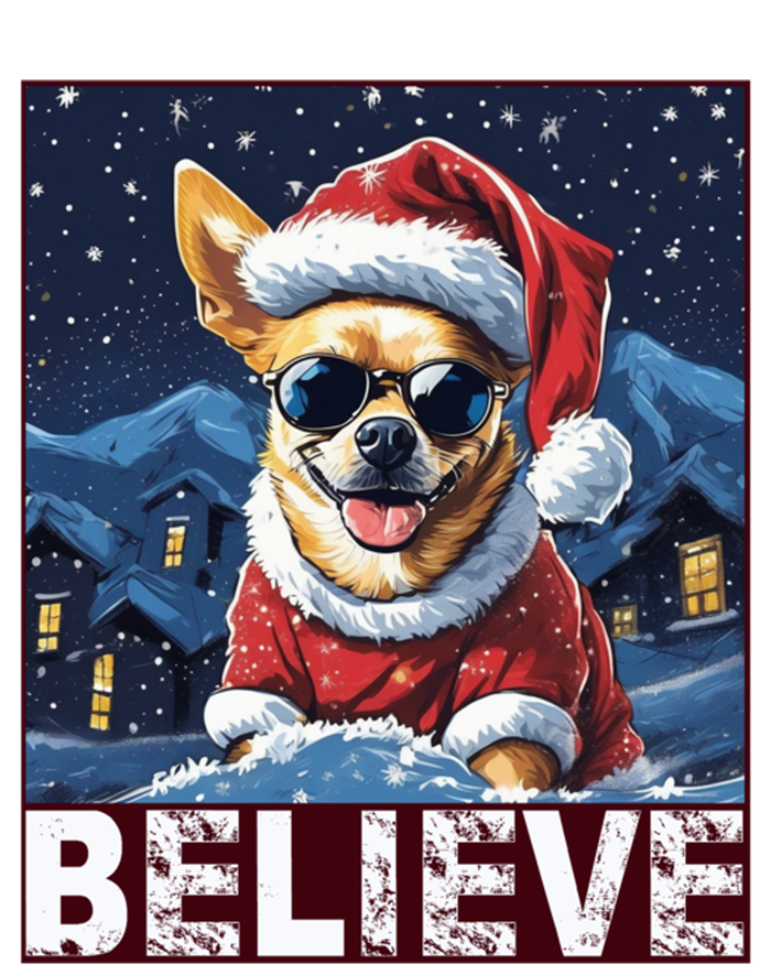 Believe Christmas Gift Chihuahua Santa Claus Gift Women's Long Sleeve Flannel Pajama Set 