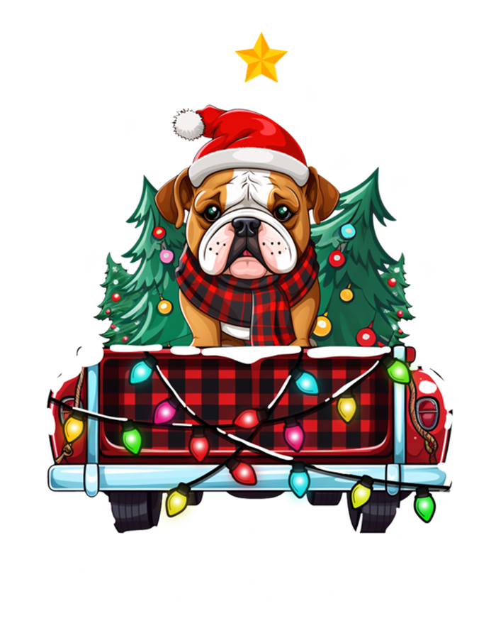 Bulldog Christmas Dog Truck Plaid Funny Xmas Tree Gift T-Shirt