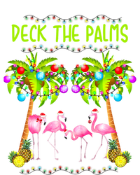 Deck The Palms Merry Flamingo Christmas Palm Tree Funny Xmas Cute Gift Women's T-Shirt