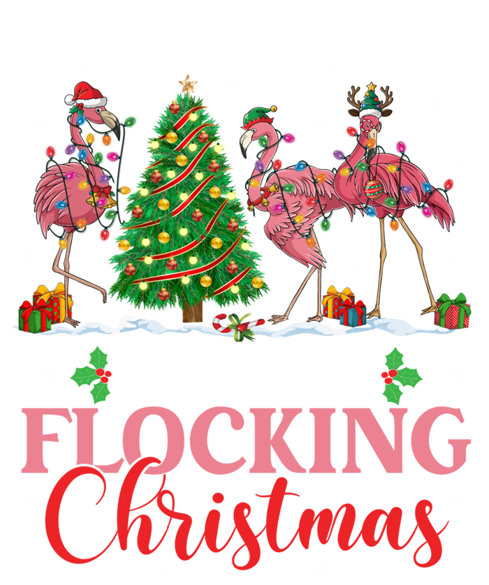 Flamingo Merry Flocking Christmas Funny Xmas Gift V-Neck T-Shirt