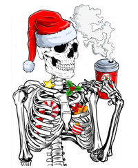 Christmas Skeleton With Smiling Skull Drinking Coffee Latte Tote Bag