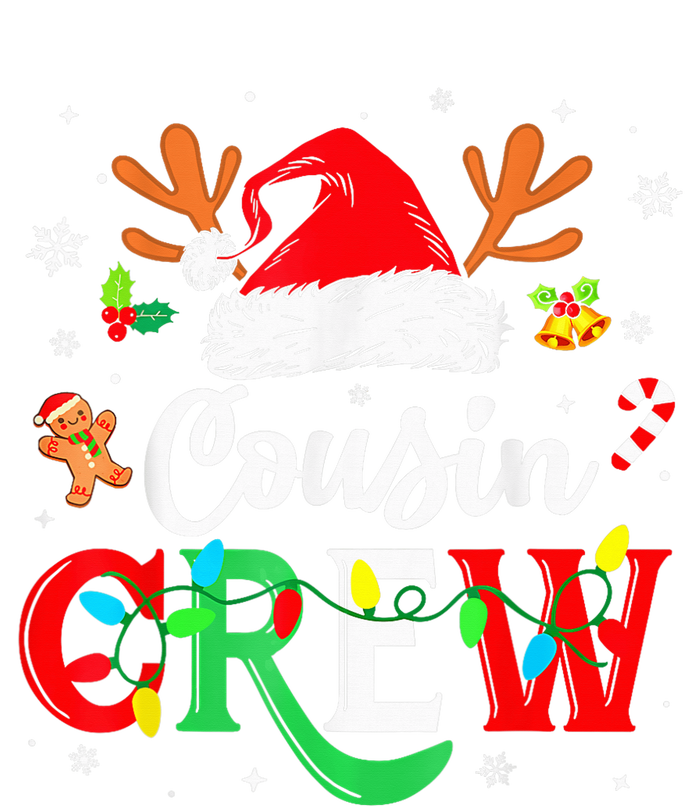 Christmas Cousin Crew Reindeer Santa Hat Lights Kid Teens Long Sleeve Shirt