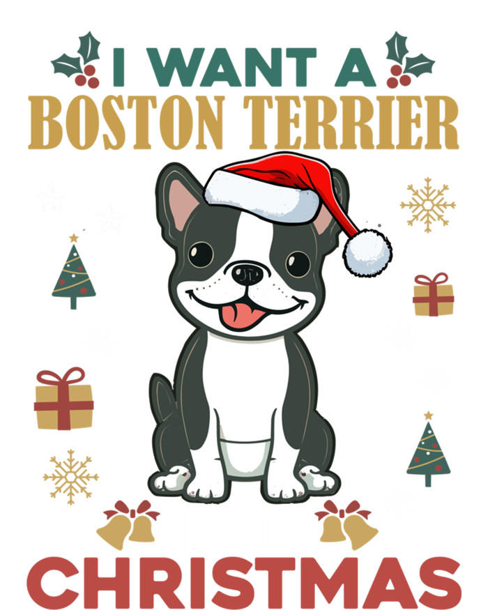 I Want A Boston Terrier For Christmas Cute Dog Lover Pajama Meaningful Gift Tall Long Sleeve T-Shirt