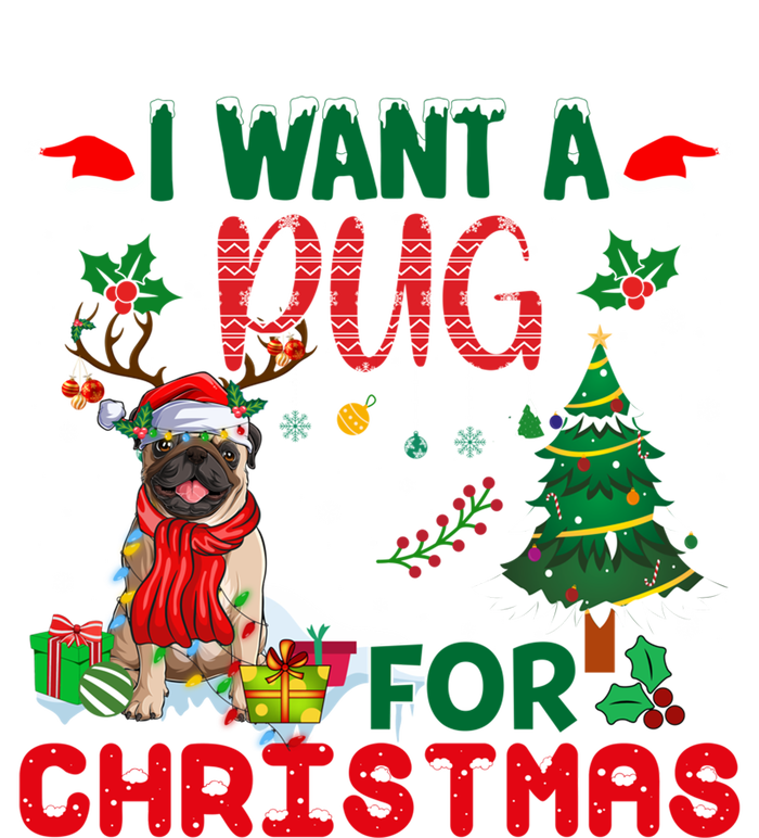 I Want A Pug Dog For Christmas Xmas Pug Dog Reindeer Meaningful Gift Stripe Pom Pom Beanie