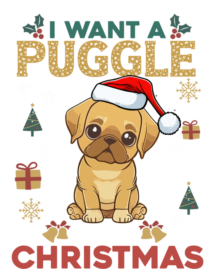 I Want A Puggle For Christmas Cute Dog Lover Family Pajama Great Gift Women's Long Sleeve Flannel Pajama Set 