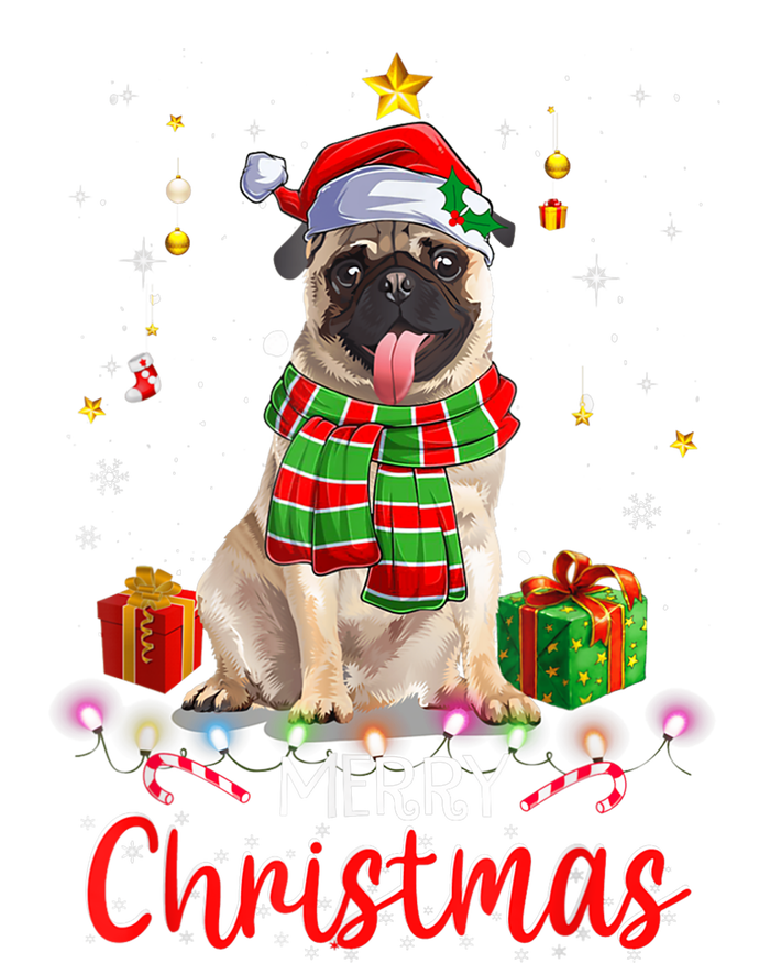 Merry Christmas Funny Pug Dog Santa Hat Xmas Tree Lights USA-Made Doggie Bandana