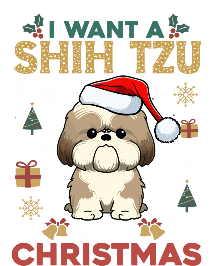 I Want A Shih Tzu For Christmas Cute Dog Lover Family Pajama Meaningful Gift Women's Racerback Tank