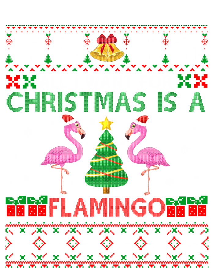 I Want For Christmas Is A Flamingo Merry Xmas Ugly Sweater Gift Button