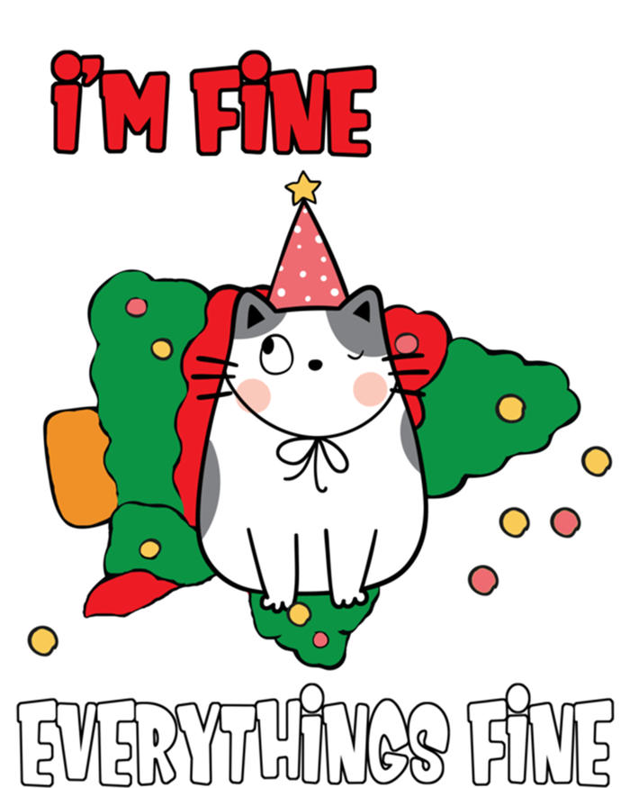 Kitty Cat Christmas Tree IM Fine Okay Funny Family Xmas Gift Toddler Hoodie