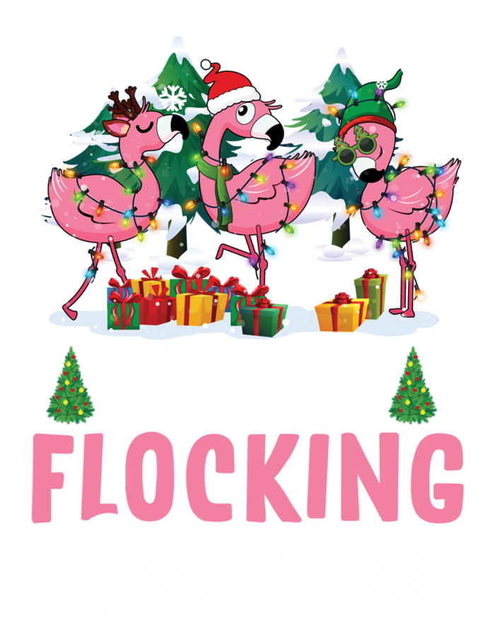 Merry Flocking Christmas Flamingo Pink In Santa Hat Gift Fun Gift T-Shirt