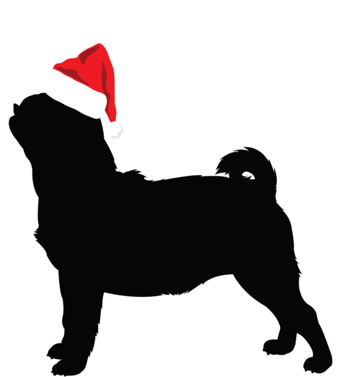 Pug Silhouette In Santa Hat Funny Christmas Dog Lover Gift T-Shirt