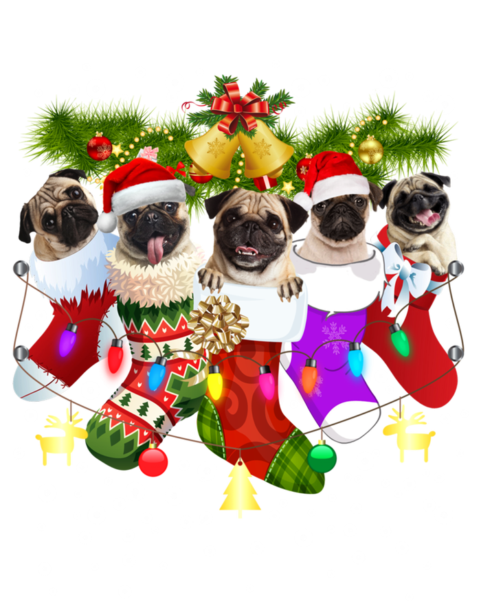 Santa Pugs In Christmas Socks Funny Xmas Dog Lover Pug Mom Gift Sweatshirt Cinch Pack Bag