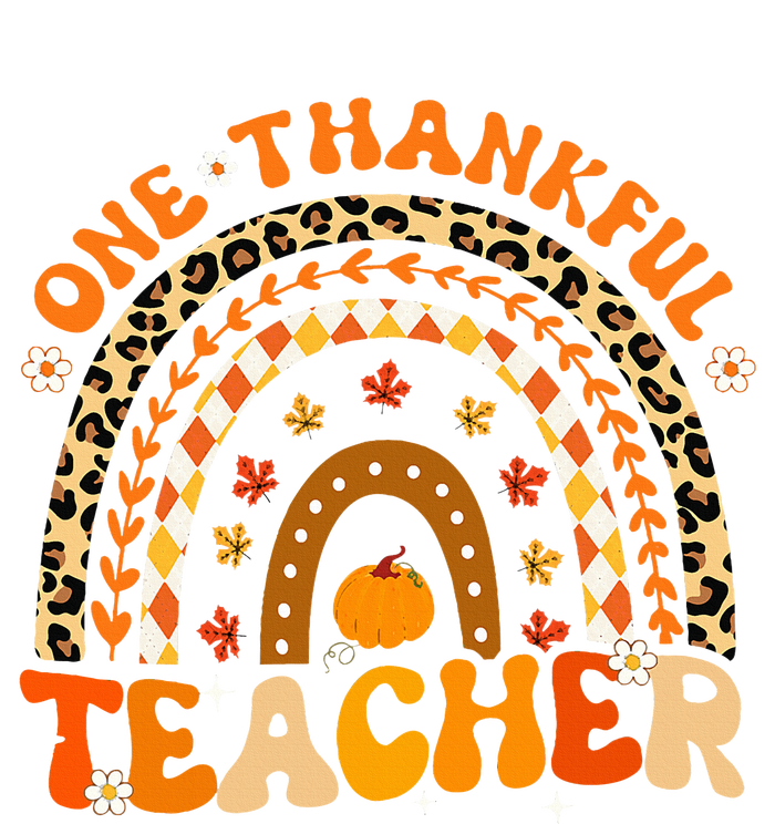 One Thankful Teacher Thanksgiving Rainbow Leopard Fall  Women's Fleece Hoodie