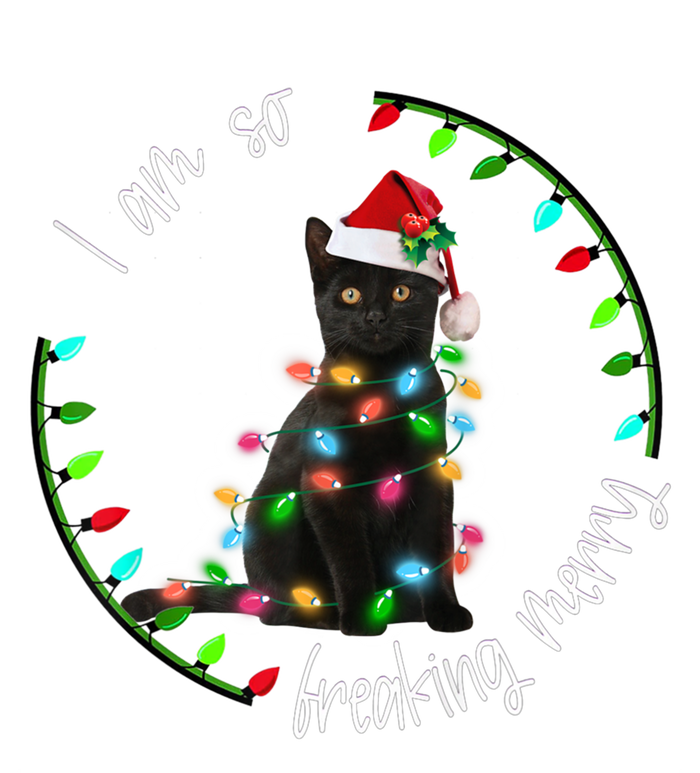 Black Cat Christmas Light I Am So Freaking Merry Gift T-Shirt