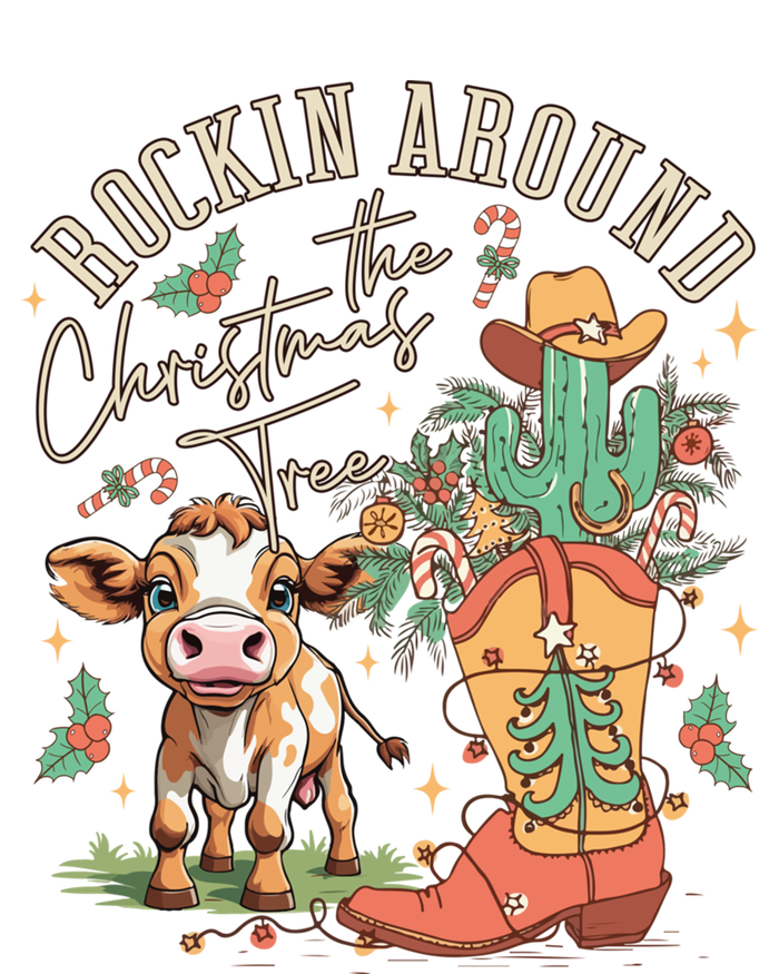 Cow Christmas Western Rockin Around The Christmas Tree Gift T-Shirt