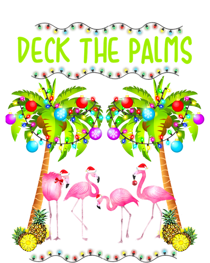 Deck The Palms Merry Flamingo Christmas Palm Tree Funny Xmas Gift Coaster