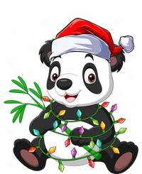 Funny Panda Xmas Lighting Matching Santa Hat Panda Christmas Gift Sustainable Knit Beanie