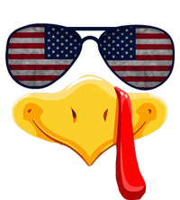 Turkey Face with Glasses Vintage Usa Flag for Thanksgiving  T-Shirt