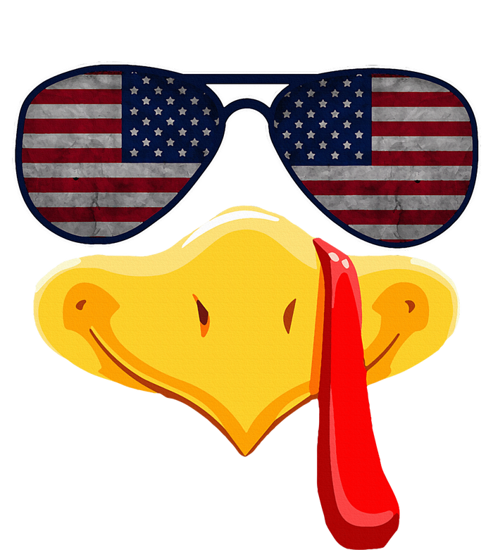 Turkey Face with Glasses Vintage Usa Flag for Thanksgiving  T-Shirt