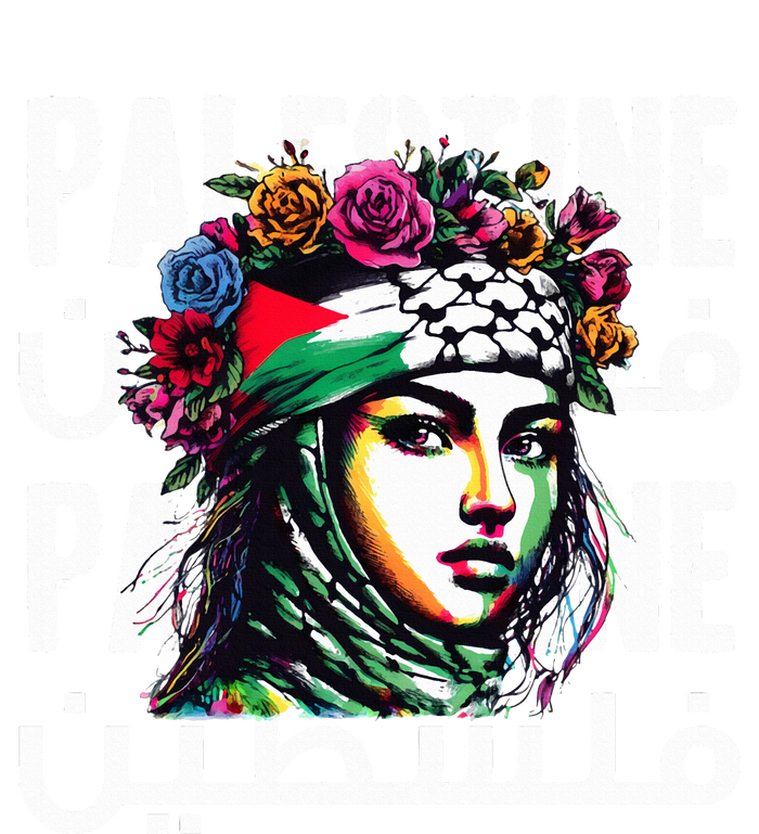 A Palestinian Girl Wearing A Palestinian Bandana Palestine  Women's Long Sleeve Flannel Pajama Set 