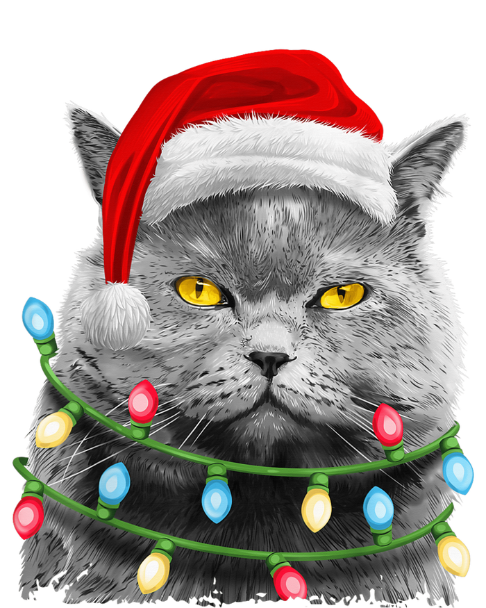 Cat Santa Christmas Tree Lights Xmas Girls Boy Meowy Catmas T-Shirt