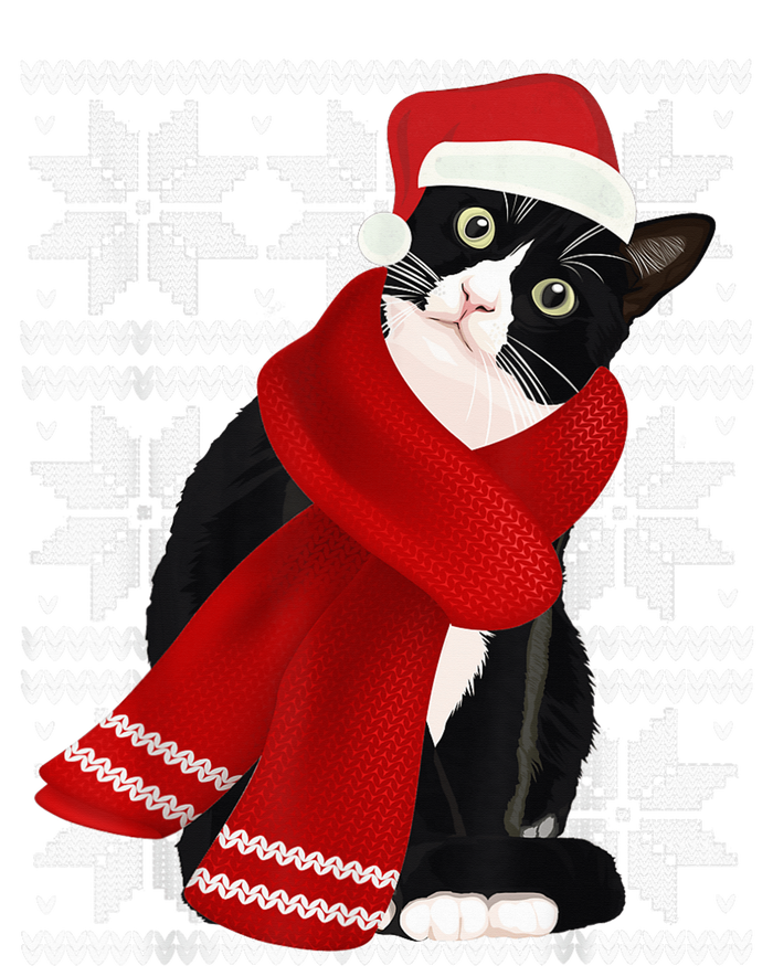 Ugly Christmas Black Cat Santa Hat Scarf Holiday Cute T-Shirt