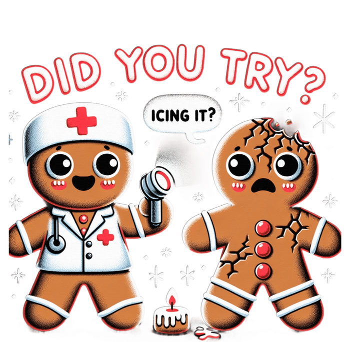 Funny Christmas Nurse Gingerbread Man Did You Try Icing It T-Shirt