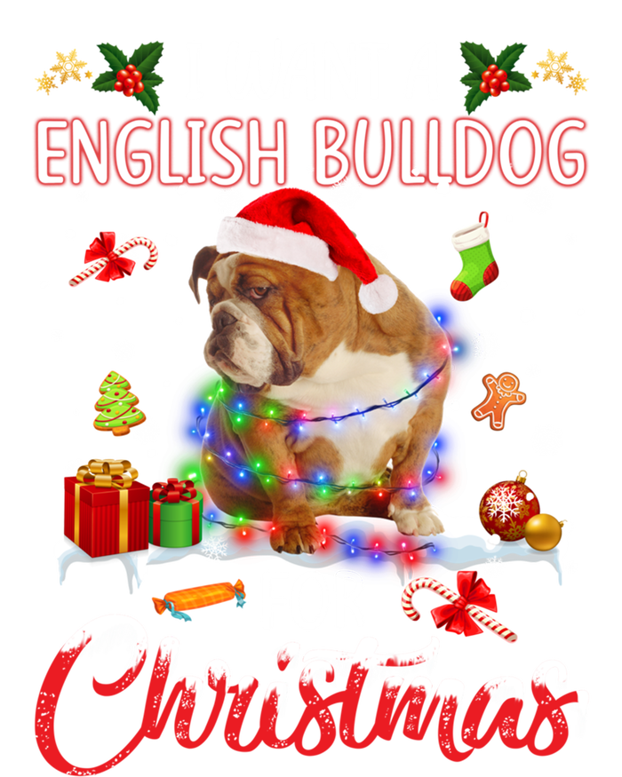 I Want A English Bulldog For Christmas Xmas Lights Santa Gift Insulated Varsity Jacket