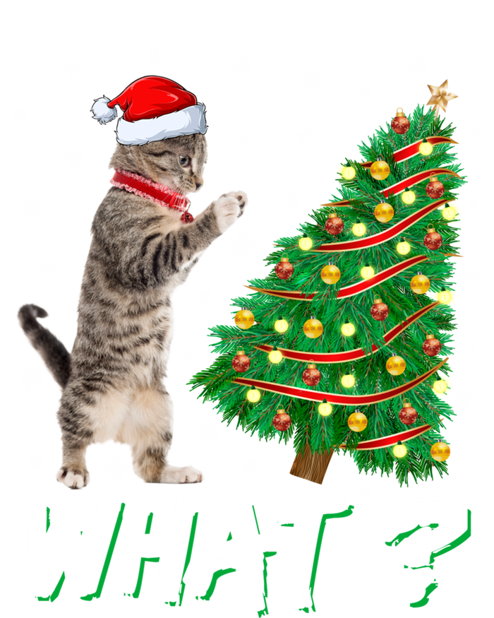 What Funny Cat Pushing Christmas Tree Over Cat Xmas Gift Ladies Long Sleeve Shirt