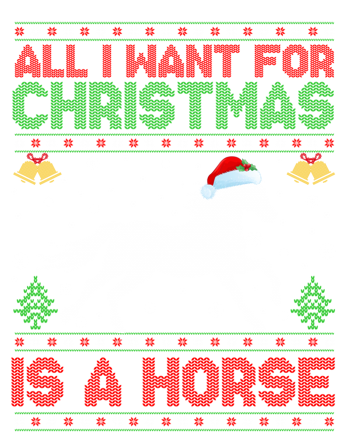 All I Want For Xmas Is A Horse Funny Ugly Christmas Horse Great Gift Women's Long Sleeve Flannel Pajama Set 