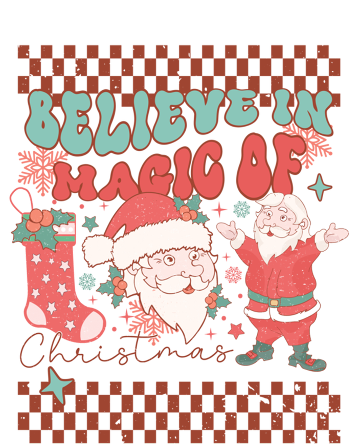 Believe In Magic Of Christmas Groovy Retro Christmas Santa Funny Gift T-Shirt