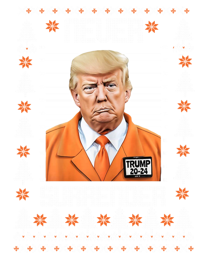 Trump Mugshot Never Surrender Ugly Christmas T-Shirt