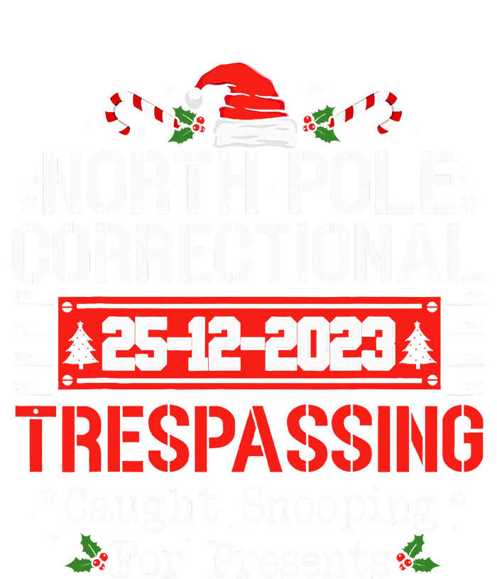 North Pole Correctional Trespassing Family Christmas Funny Women's Tri-Blend 3/4-Sleeve Raglan Shirt