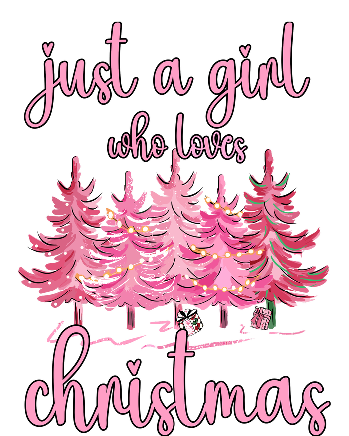 Just A Girl Who Loves Christmas Pink Christmas Tree Xmas Cropped Pullover Crew