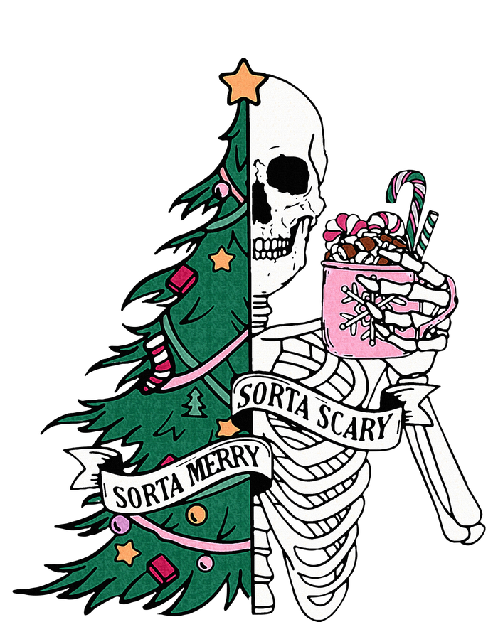 Funny Christmas Sorta Merry Sorta Scary Skeleton Xmas Tree Tank Top