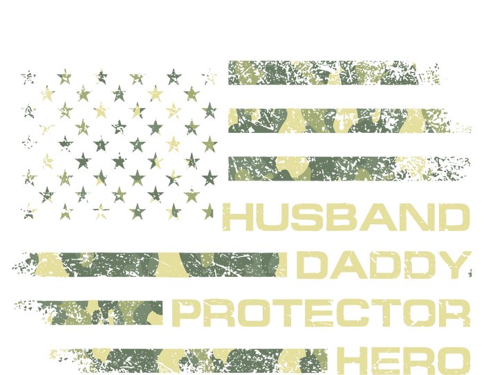 Husband Daddy Protector Hero Fathers Day Camo American Flag Kids T-Shirt