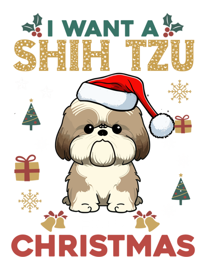 I Want A Shih Tzu For Christmas Cute Dog Lover Family Pajama Gift T-Shirt