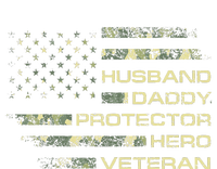 Husband Daddy Protector Hero Veteran Usa Flag Camouflage Dad Women's Long Sleeve Flannel Pajama Set 