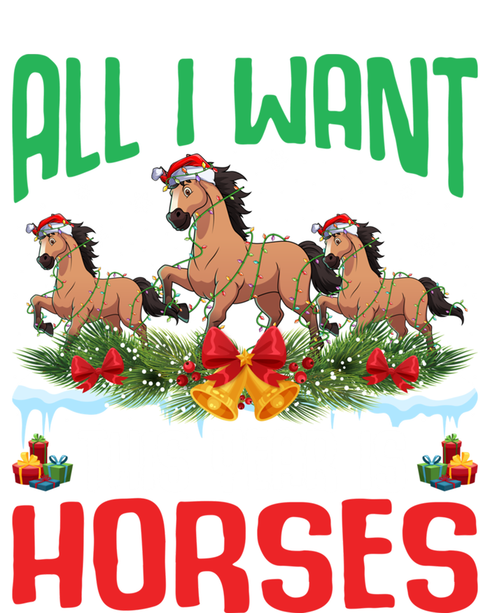 All I Want This Year Is Horses Wearing Santa Hat Christmas Meaningful Gift Full-Length Apron With Pockets